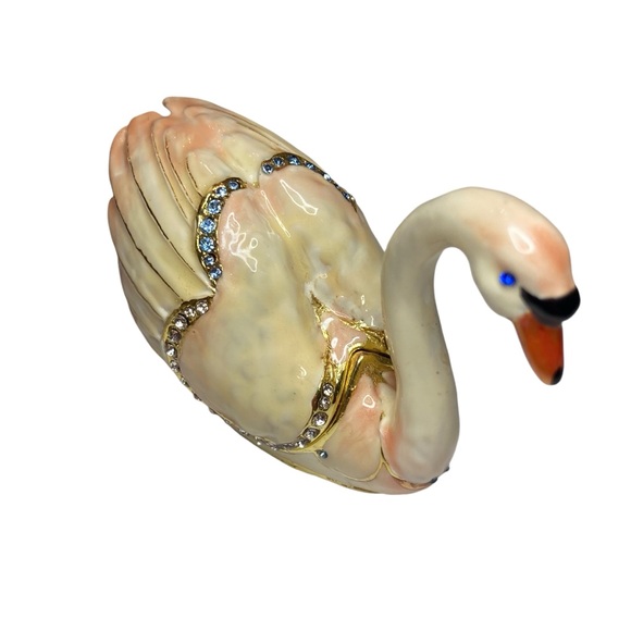 Vintage Enamel Swan Trinket Box - Picture 6 of 11